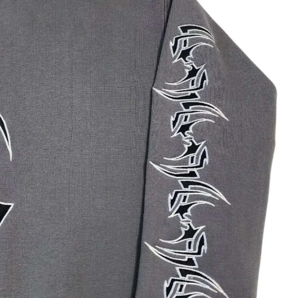 Sapphire Lounge Men's Large Gray Tribal Star Graphic Hoodie Y2k Streetwear - Picture 7 of 16